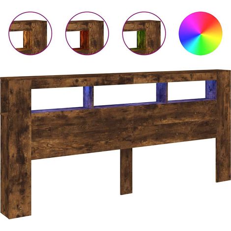 Maison Exclusive - Cabecero LED madera ingeniería roble ahumado 2