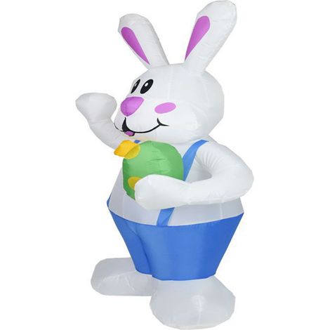 Lapin de Pâques gonflable de 1,9 m avec lumières LED, décoration lumineuse pour les fêtes. (1/5)