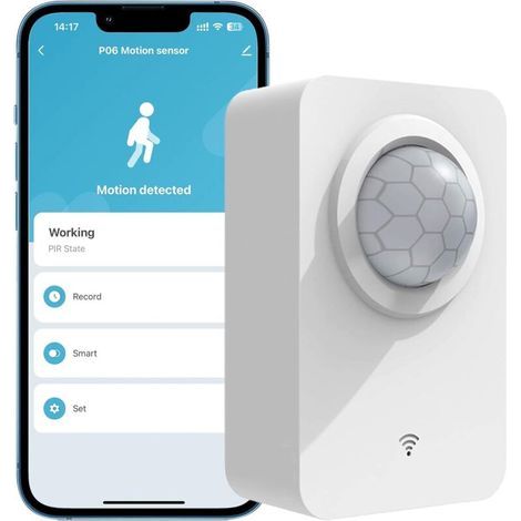 Intelligenter WLAN-Bewegungsmelder mit abnehmbarem Standfuß – Kabellos mit Akku und USB-C-Kabel – Kompatibel mit zwei Stromversorgungsoptionen (1/5)