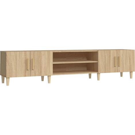 Mueble multimedia para TV estantería para televisión aparador para televisión comedor salón dormitorio roble Sonoma 180 x 31,5 x 40 cm madera contrachapada marrón 020028895