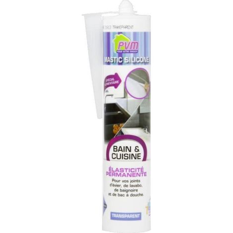 Mastic salle de bains & cuisine alimentaire PVM - Cartouche 310 ml - Translucide