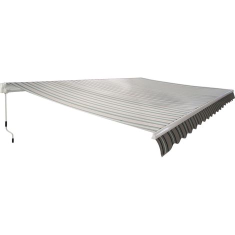 Greenbay Garden Patio Manual Retractable Awning Canopy Sun Shade Shelter Angle Adjustable 4.5x3M Multi-stripe (1/5)