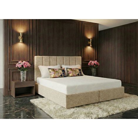 Lit Boxspring 180x200 Cm - Beige - Avec Coffre De Rangement - Lit Double - Lit De Chambre - Sans matelas (1/5)