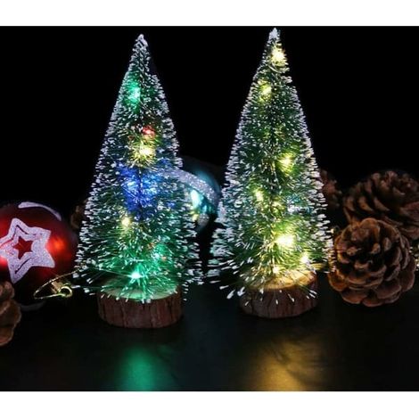 Lot de 6 mini sapins de Noël artificiels LED de 15 cm, à décorer soi-même pour vitrines, tables et autres espaces de Noël. (1/5)