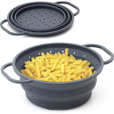 Scolapasta pieghevole resistente al calore - scolapasta salvaspazio - 1 pezzo - antracite - silicone e metallo - Ø 26 cm (1/5)