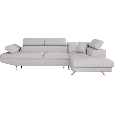 Canapé d'angle RIO Convertible avec coffre en tissu - Angle Droit, Gris perle (1/5)