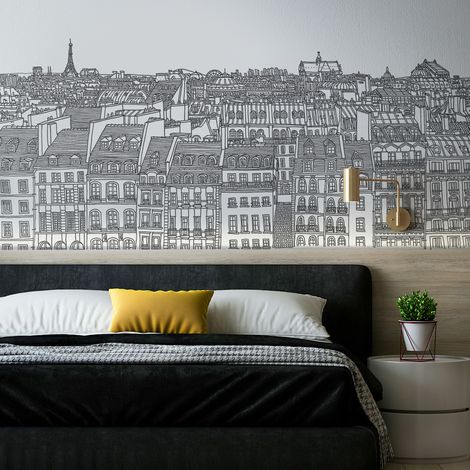 Papier peint panoramique Paris Vue de Beaubourg, Gris 150 x 250cm (1/5)