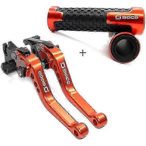 Leviers de frein et d'embrayage uniques en aluminium compatibles avec les motos Super Soco TC Max/50/Wanderer TS 50 2020-2021 (Orange-A) (1/5)
