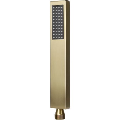 Flache, quadratische Handbrause G1/2, Duschkopf aus massivem, gebürstetem Goldkupfer, Badezimmerbrause, Premium-Ausführung, verstellbarer Strahl. (1/5)