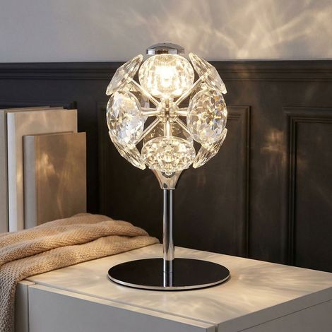 LED Tischleuchte Kristalle klar Schlafzimmerlampe Nachttischlampe H 26,5 cm (1/5)