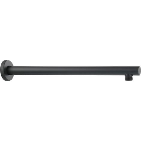 Support mural de douche en acier inoxydable pour rallonge de pommeau de douche effet pluie, fixation fixe de 40 cm avec filetage G1/2, accessoire de salle de bain chromé (noir) (1/4)