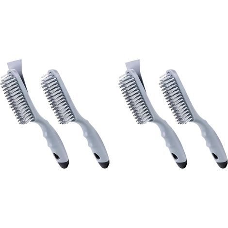 Ensemble de 4 Brosses Métalliques en Acier Inoxydable, avec Poignée Solide et Grattoir en Métal, pour Nettoyer les Scories de Soudage et la Rouille, la Poussière (1/5)