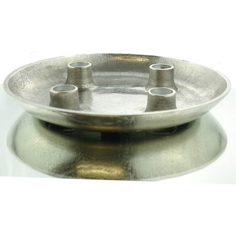 Hochwertige Aluminiumschale mit 4 Kerzenhaltern silberfarben Ø 24 cm