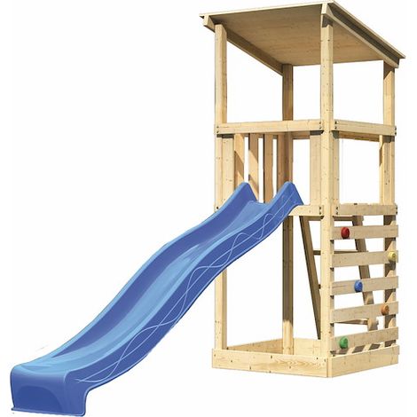 Akubi Spielturm Anna natur Rut. blau Kletterwand