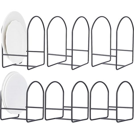 6 Support pour Assiette Plate Organisateur de Porte Assiettes Cuisine Égouttoir à Vaisselle Vertical en Fer 2 Taille Placards et Comptoirs (3 Grands 3 Petits). Noir -'Parent'-'- (1/5)