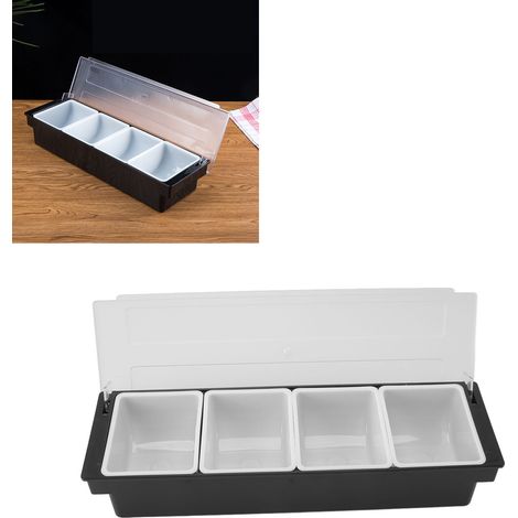 Gewürzbox für Bars, Obstaufbewahrungsbox, unterteilte Obstbox für Teestuben, Gewürzbox mit Deckel, vier Fächer (1/5)