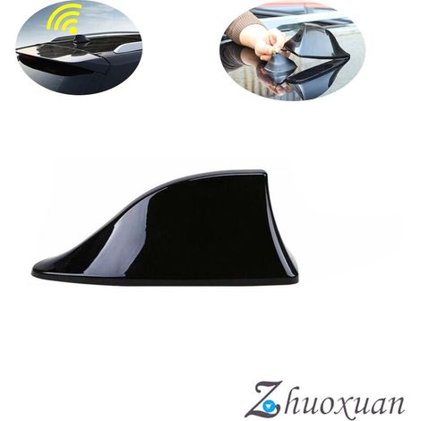 Antenne de voiture universelle en forme d’aileron de requin - Antenne radio FM avec base adhésive étanche (Noir)