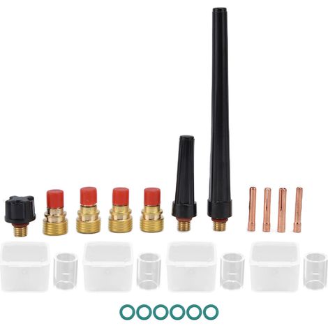 21Pcs TIG Welding Torch Kit Collets Glass Cups Back Caps Accessories for WP‑9 20 25 Model 300A