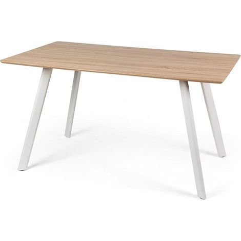 Tavolo da Pranzo Fisso Moderno Legno Naturale Bianco Cucina 140x80x75cm (1/5)
