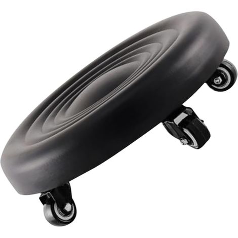 Tabouret à roulettes en polyuréthane noir et acier inoxydable (1/5)