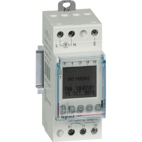 Interrupteur horaire digital modulaire programmable pour illuminations extérieures - 1 sortie 16A 250V - 2 modules - LEGRAND