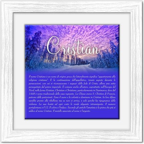 Lupia - Quadro mattonella Ceramica Modern White 29x29 cm con significato del nome Cristian (1/4)