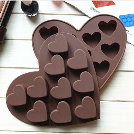 Plateau Moule en silicone pour glaçons en forme de cœur - Facile à utiliser - Cadeau de Saint-Valentin (1/5)