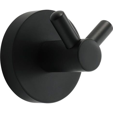 Noir Crochet Mural Acier INOX Patère Murale Double Ronde Patere Porte Manteau Installation à Vis Crochet de Manteau pour Cuisine, Salon et Bureau Portemanteau Mural,1 PCS-Fei Yu