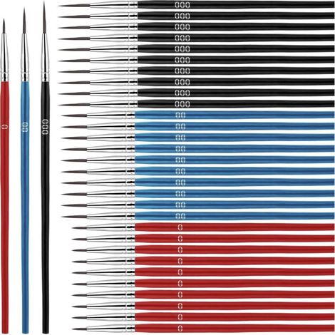 Lot de 30 pinceaux de peinture de détail, pointe fine par numéros 3 tailles 000000, micro pinceaux pour modélisme, peinture acrylique miniature