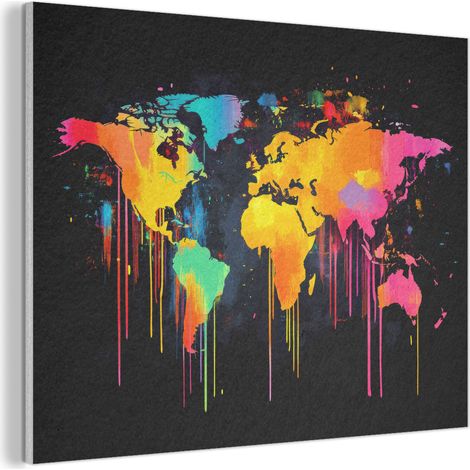 CUADRO ACÚSTICO Mapamundi - Pintura - Colorido - Graffiti - Mundo Adornos Pared 80x60 (1/5)