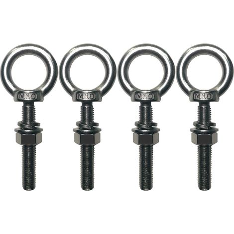 4 Pièces Boulon À Anneau M10 x 60mm, Anneau Inox Boulon avec Rondelle et Écrou, Anneau de Levage M10, Vises annulaires Boulons oculaires pour fixation et suspension (1/4)