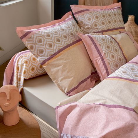 Taie de traversin coton ethnique Rose 86x140 cm