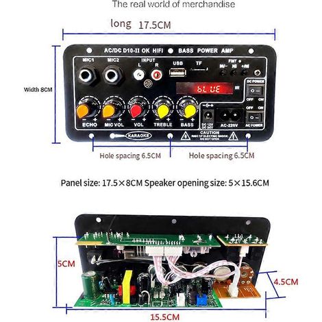 Verstärkerplatine mit optischem Audioausgang, Bluetooth, USB, FM-Radio, TF-Kartenleser, DIY-Subwoofer für Zuhause und Auto (EU-Stecker) (1/5)