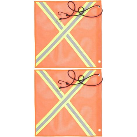 Lot de 2 Drapeaux D’avertissement Réfléchissants 46×46 Cm en Pvc Maille Résistants aux Intempéries, Drapeaux de Sécurité Nocturne pour Voiture, Camion, Remorque, Utilisation (1/5)