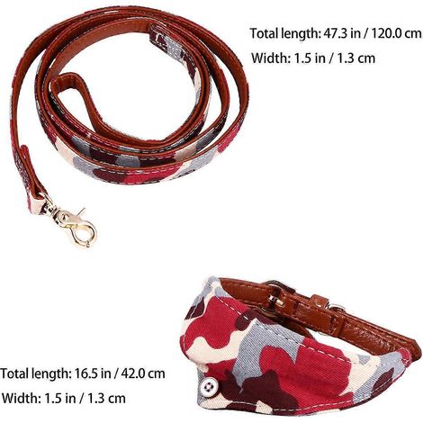 Conjunto de collar de camuflaje para mascotas para exteriores con 2 cuerdas de tracción y cadena para el cuello. (1/5)
