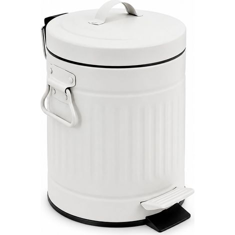 Cestino da bagno a pedale bianco in stile retrò da 3 litri con coperchio a chiusura ammortizzata. (1/5)