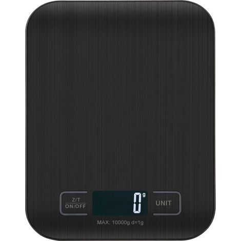 Balanza de cocina digital profesional de 10 kg: medición precisa hasta 1 g, balanza electrónica con pantalla LCD y función de tara. (Negra)