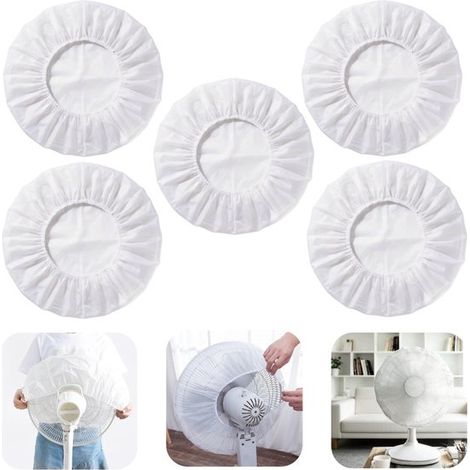 Housse de ventilateur 45 x 45 cm - lot de 5 anti-poussière imperméables pour ventilateur sur pied et de table, blanc (1/5)