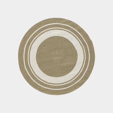 Décoweb – Tapis rond imitation jute 90 cm – 100% polypropylène – Épaisseur 10 mm – Pour intérieur et extérieur – Style naturel (1/5)