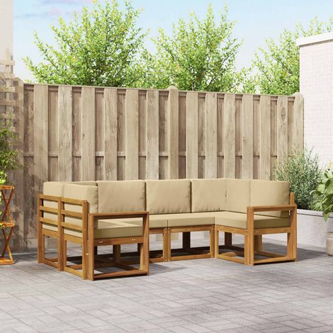 vidaXL Outdoor-Sofagarnitur mit Kissen 6 pcs Natur und Beige (1/5)