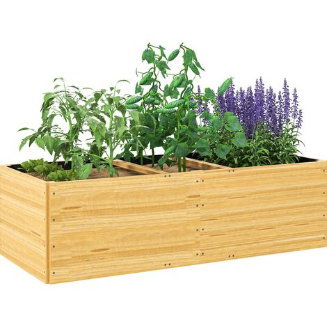 Hochbeet aus Holz mit 3 Anbauzonen, ideal für Gemüse, Kräuter und Blumen, Maße 140 x 60 x 40 cm