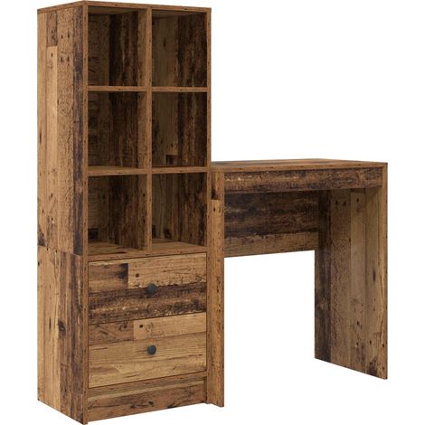 Maison Exclusive - Bureau avec tiroir avec étagère avec stockage 2 pcs Bois ancien