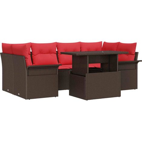 Set Divano da Giardino 7 pcs Marrone Rattan in Polipropilene vidaXL