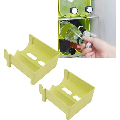 Botellero de PP verde, apilable, hueco, de 2 piezas, estante modular para frigorífico o encimera. (1/5)