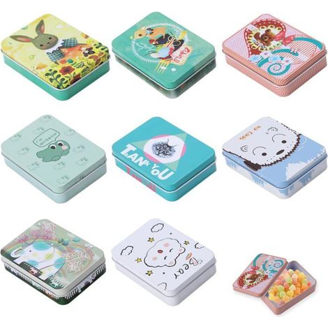 TRAHOO-8 Pièces Mini Boîte de Rangement en Métal, 90  65  25mm Animaux de Dessin Animé Petite Boite, Rétro Mode Boîte Métal[J181] (1/5)