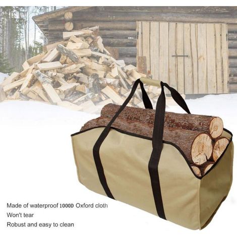 Sac À Bois - Polyester 600D - Étanche - Pliable - Pour Cheminée Et Poêle - Capacité 58,4 X 40,6 X 34 Cm - 1 Pièce (1/5)