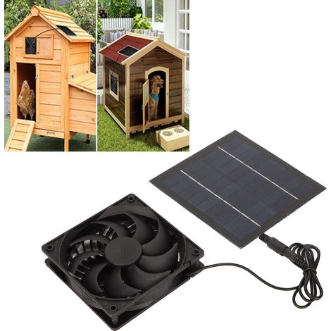 Niche pour petits animaux de compagnie/poulailler/chenil de 5 W avec ventilation, dissipation de chaleur, panneau solaire, ventilateur et énergie photovoltaïque. (1/5)