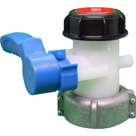 Robinet de vidange pour cuve IBC Aluminium et HDPE Diamètre 75mm Bleu Vanne à levier unique Résistante aux acides pour eau et carburant (1/5)