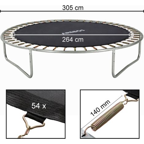 AREBOS Sprungmatte Durchmesser 264 cm für Trampoline mit Durchmesser 305 cm 140 mm Federn 54 Ösen