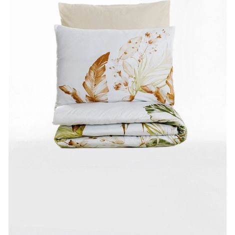 Funda nórdica, funda nórdica, ropa de cama Set Beige Blanco Verde (1/3)